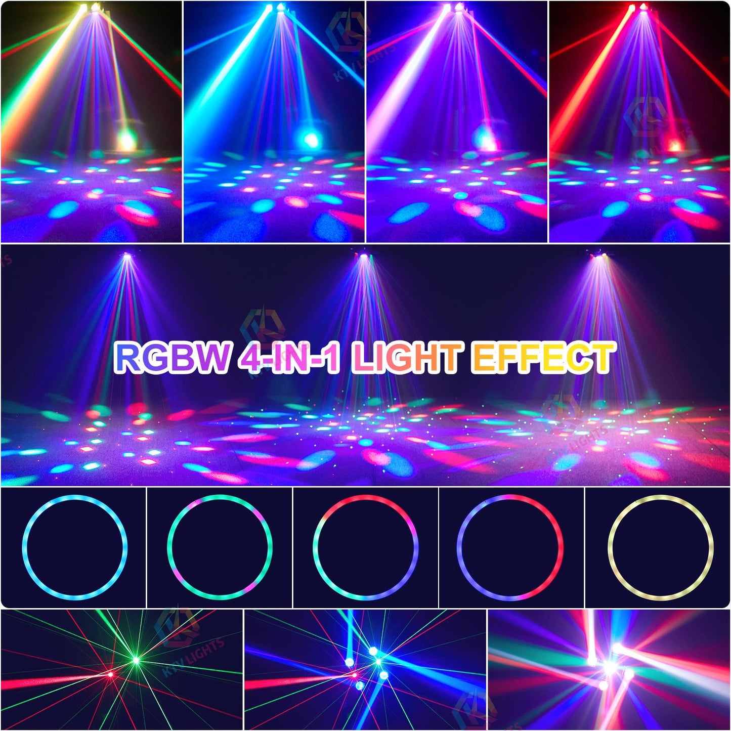 KTVLIGHTS 140W Four Arm Moving Head Light RGBW DJ Stage Lighting- E12