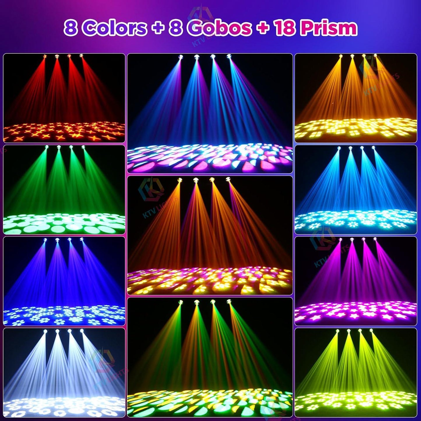 KTVLIGHTS LED 150W RGBW Beam Moving Head Light DJ Stage Lighting - E19
