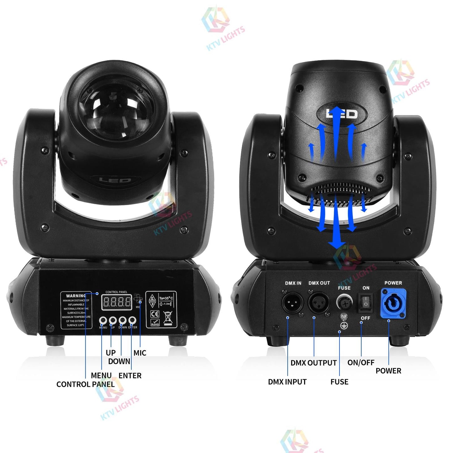 KTVLIGHTS 100W Beam Moving Head Light DJ Stage Lighting-E17