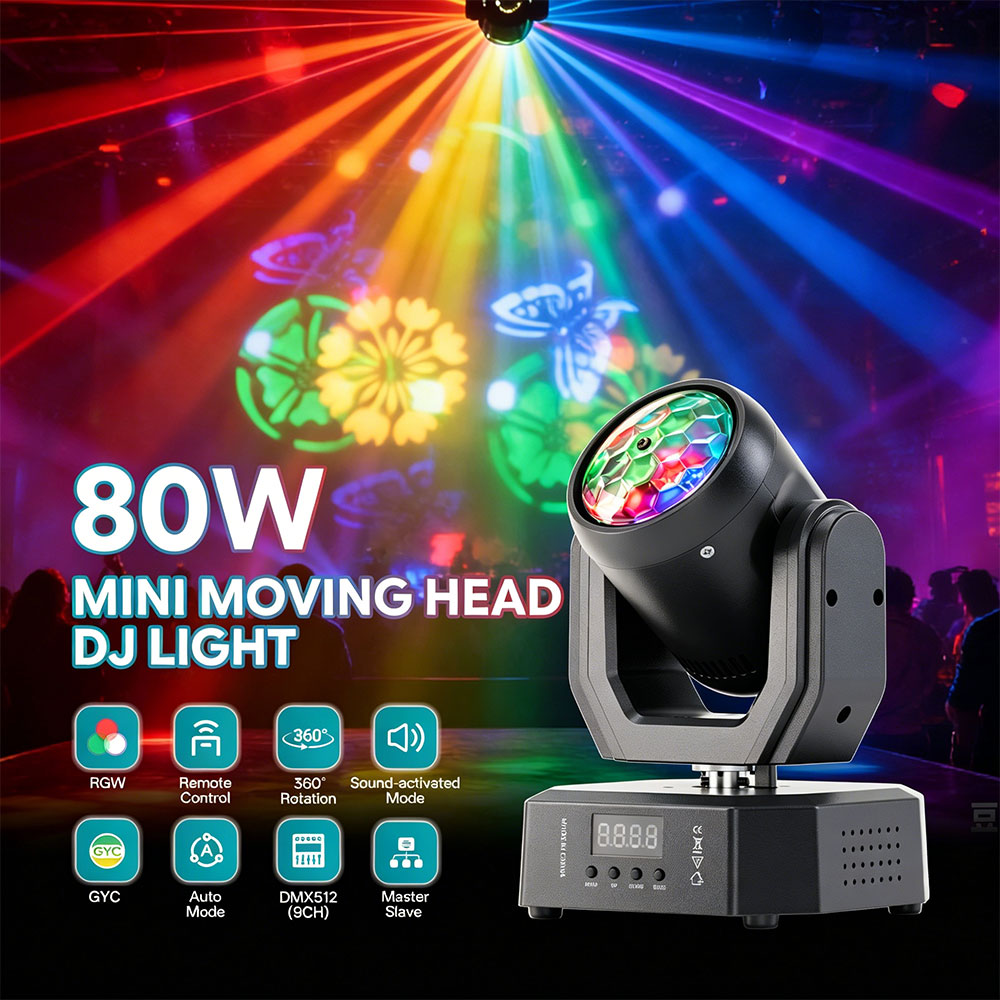 KTVLIGHTS RGBW Mini Magic Ball Moving Head Light DJ Stage Lighting-E77