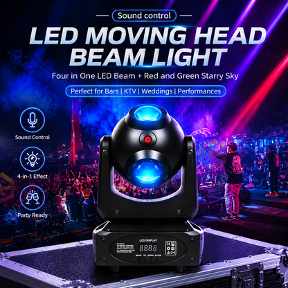 KTVLIGHTS 4-in-1 LED Moving Head Beam Light with Starry Effects -E1