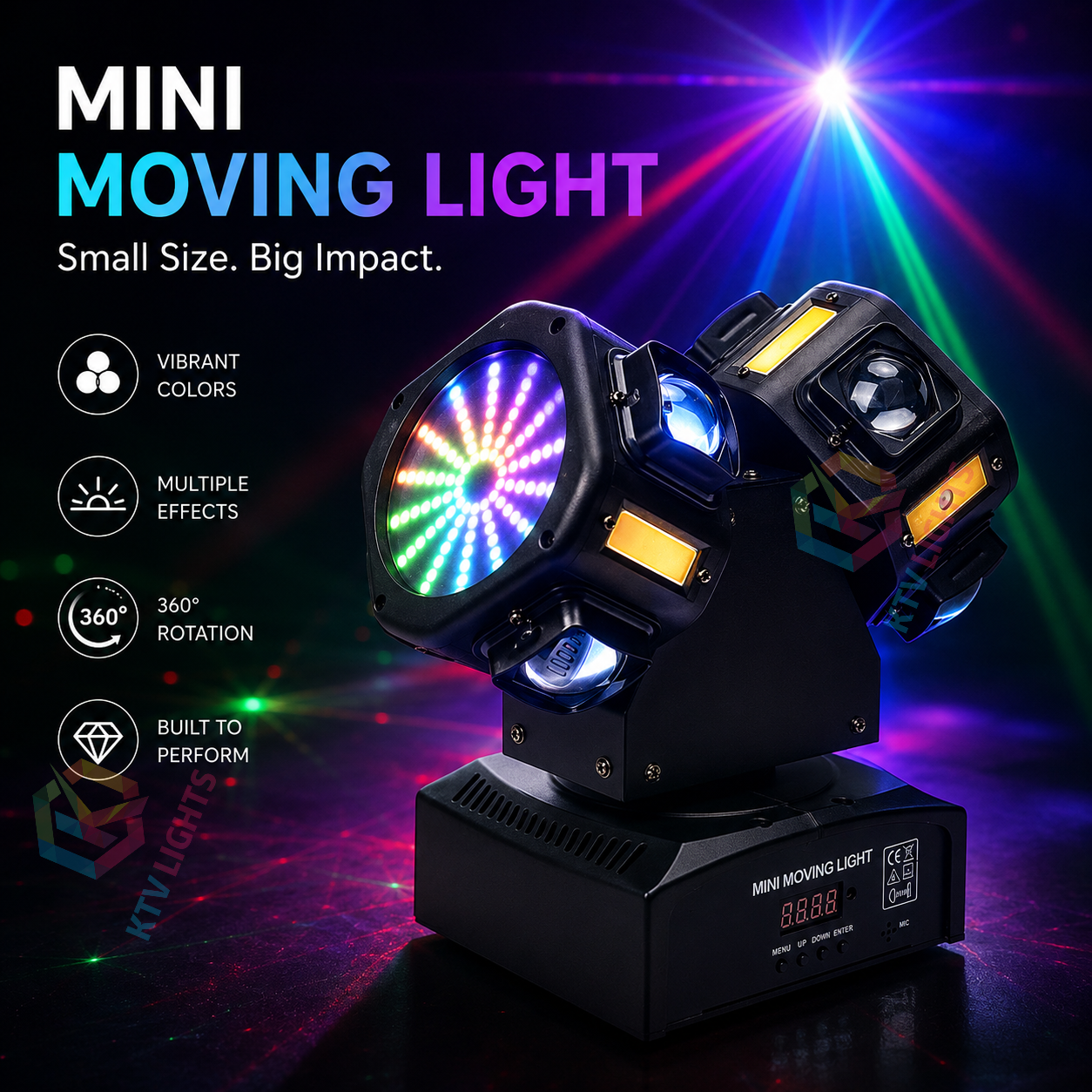 KTVLIGHTS Twin Head RGB Laser Moving Head DJ Stage Light-E89