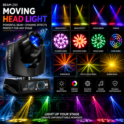 KTVLIGHTS 6 230W 7R Beam Moving Head Light for DJ Stage & Events - E42