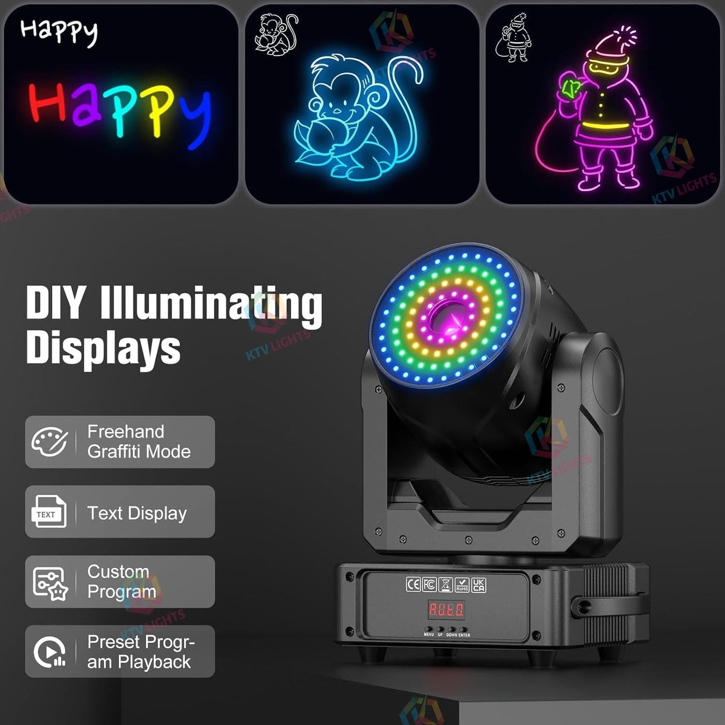 KTVLIGHTS 120W Bluetooth APP Animation Moving Head Light-A32
