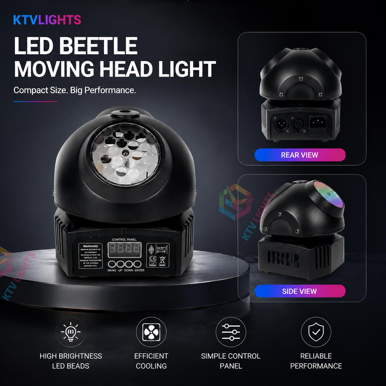 KTVLIGHTS LED Beetle Moving Head Light RGB DJ Stage Light-E5