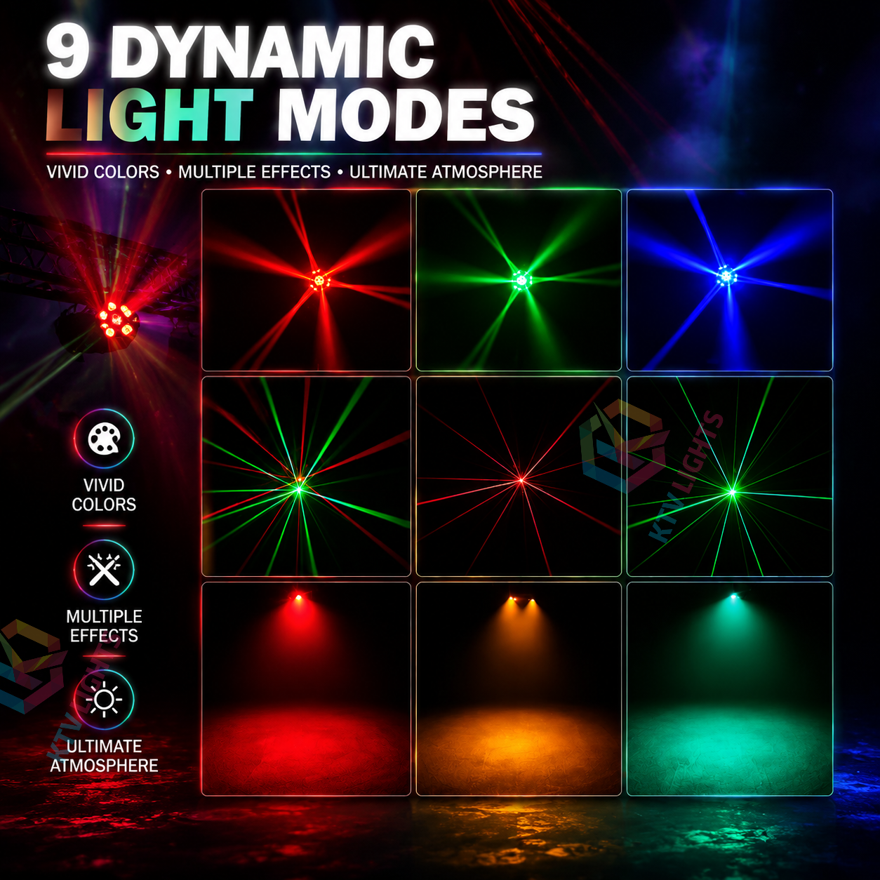 KTVLIGHTS 4-in-1 War God Moving Head Light RGBW DJ Stage Lighting-E56