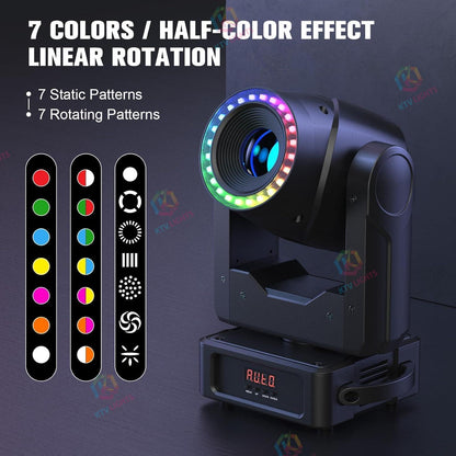 KTVLIGHTS 150W Ring Moving Head DJ Stage Light Party Effect-E52