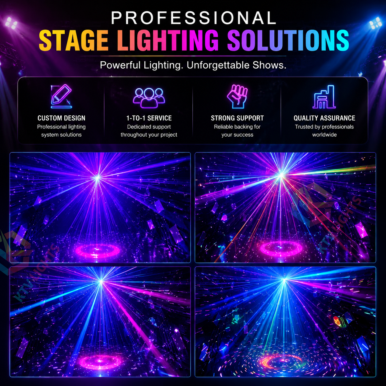 KTVLIGHTS RGB Scanning Laser Moving Head DJ Stage Light-B16