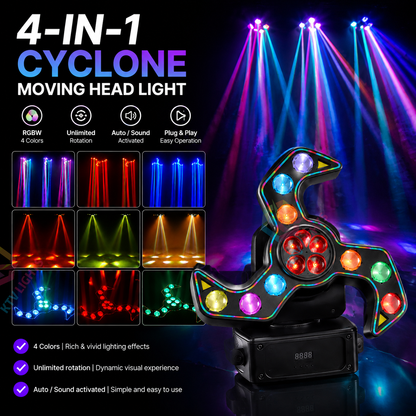 KTVLIGHTS 120W 4-in-1 Cyclone Moving Head Light RGBW DJ Lighting - E70