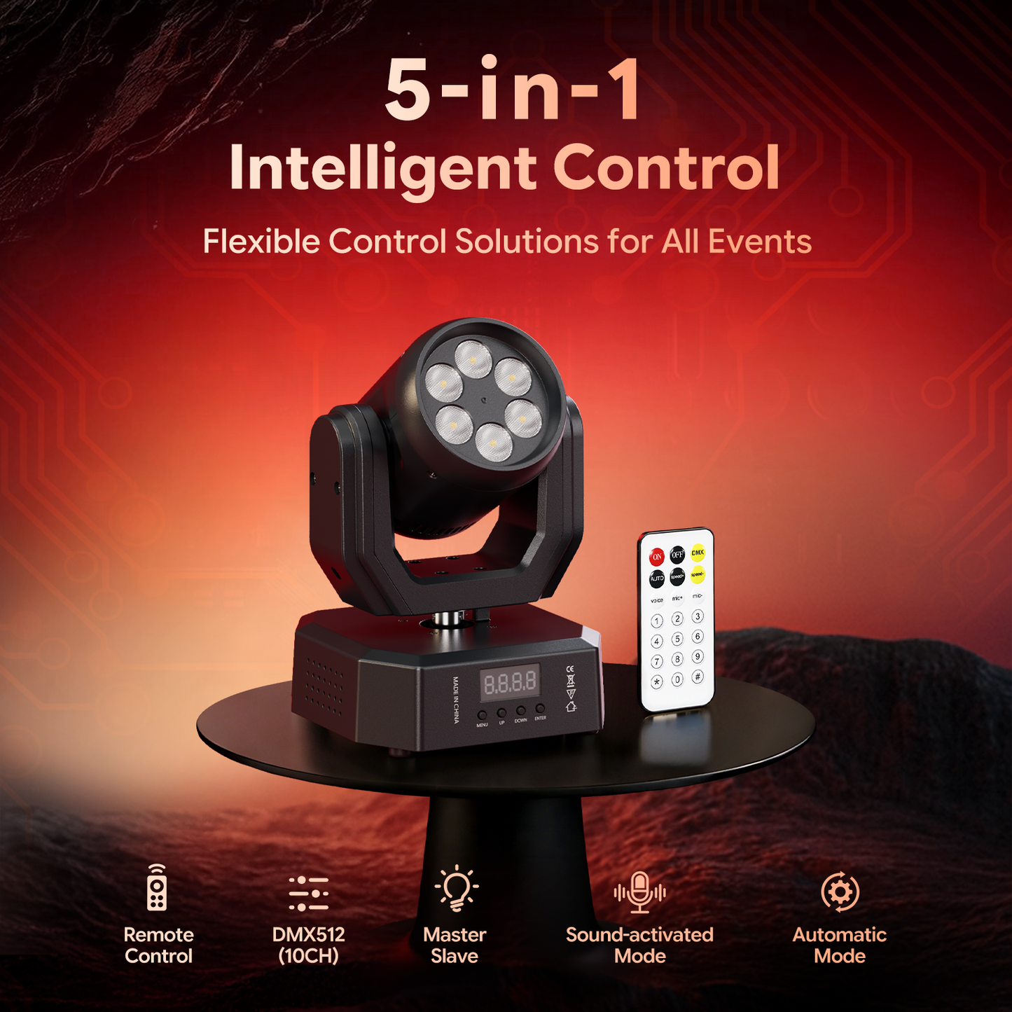 KTVLIGHTS RGBW Mini LED Moving Head Light DJ Stage Lighting-E76