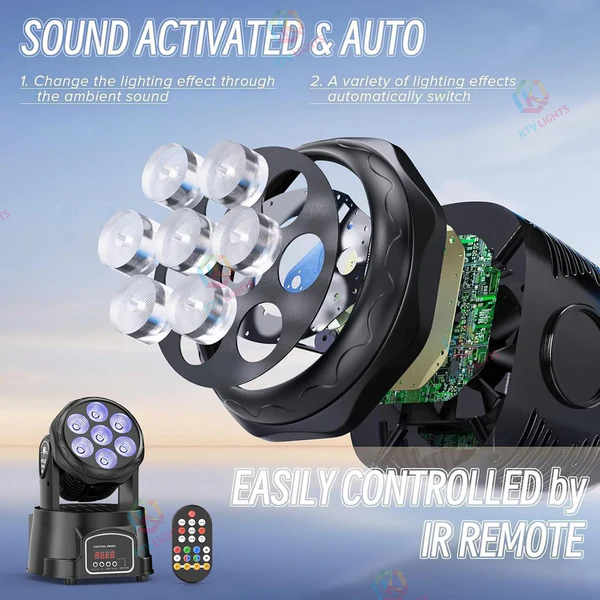 KTVLIGHTS 6 RGBW LED Stage Wash Light Moving Head for DJ Events - P9