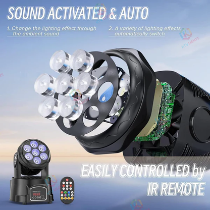 KTVLIGHTS 6 RGBW LED Stage Wash Light Moving Head for DJ Events - P9