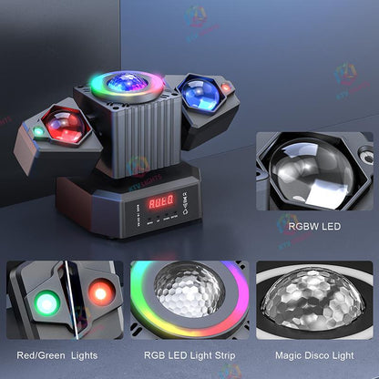 KTVLIGHTS 65W Dual Arm Moving Head Light RGBW DJ Stage Lighting - E14