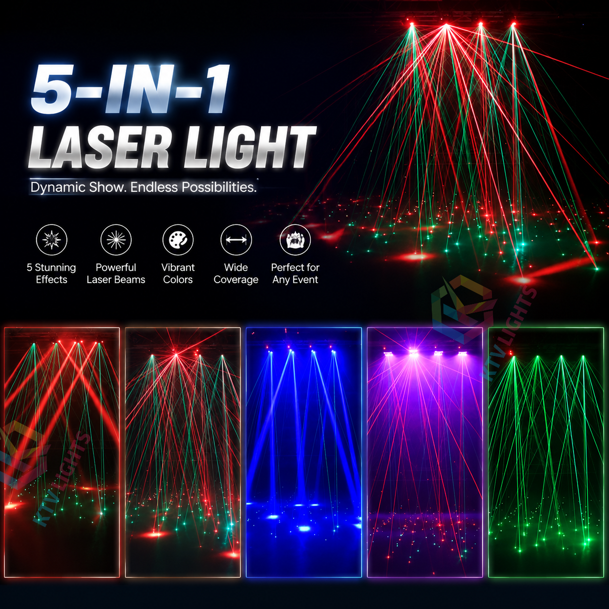 KTVLIGHTS 4-in-1 RGBW LED Moving Head Light for Party Shows-E23