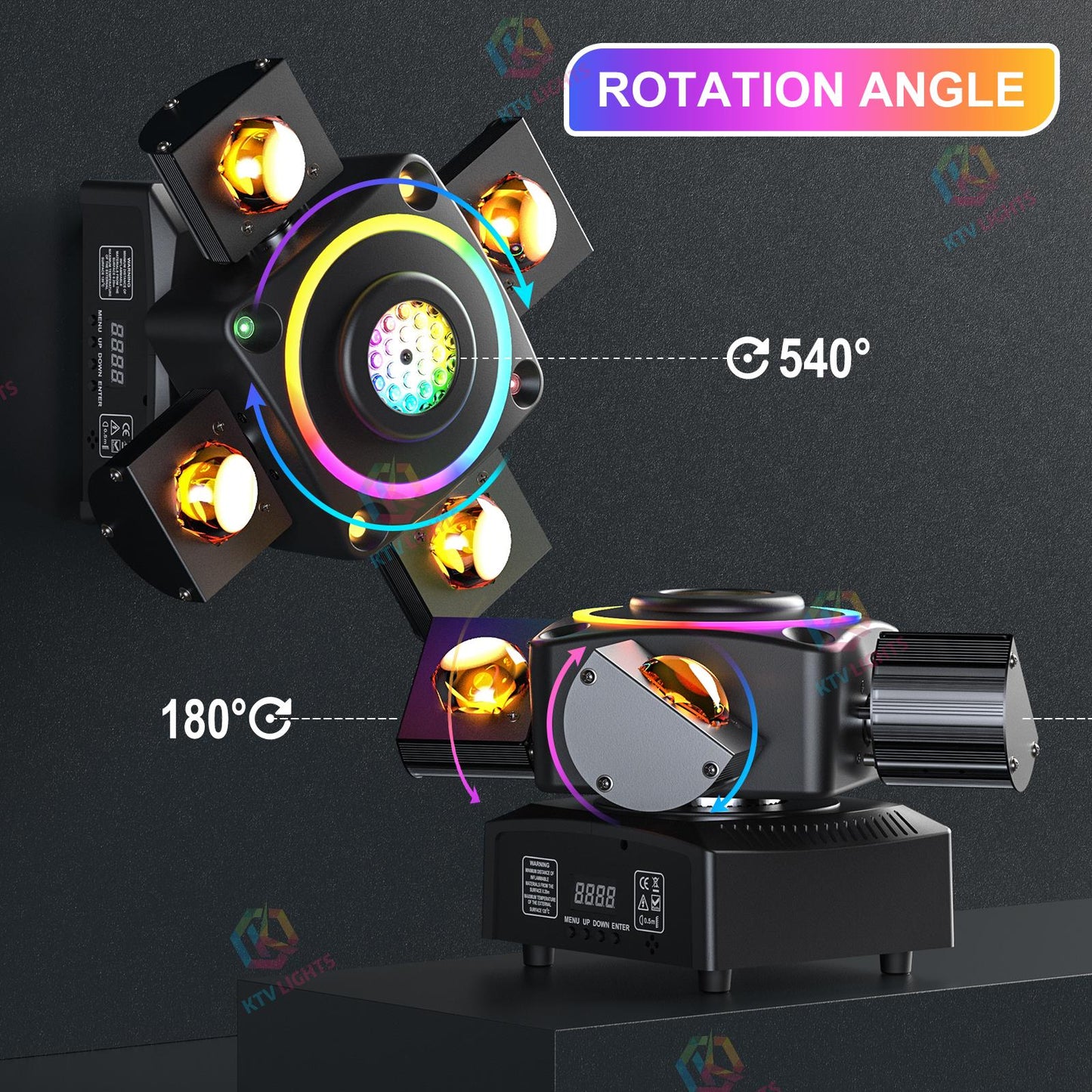 KTVLIGHTS 140W Four Arm Moving Head Light RGBW DJ Stage Lighting- E12
