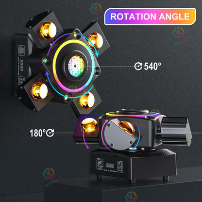 KTVLIGHTS 140W Four Arm Moving Head Light RGBW DJ Stage Lighting- E12
