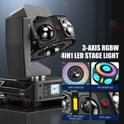 KTVLIGHTS 160W RGBW Laser 4-in-1 Moving Head Light - E15