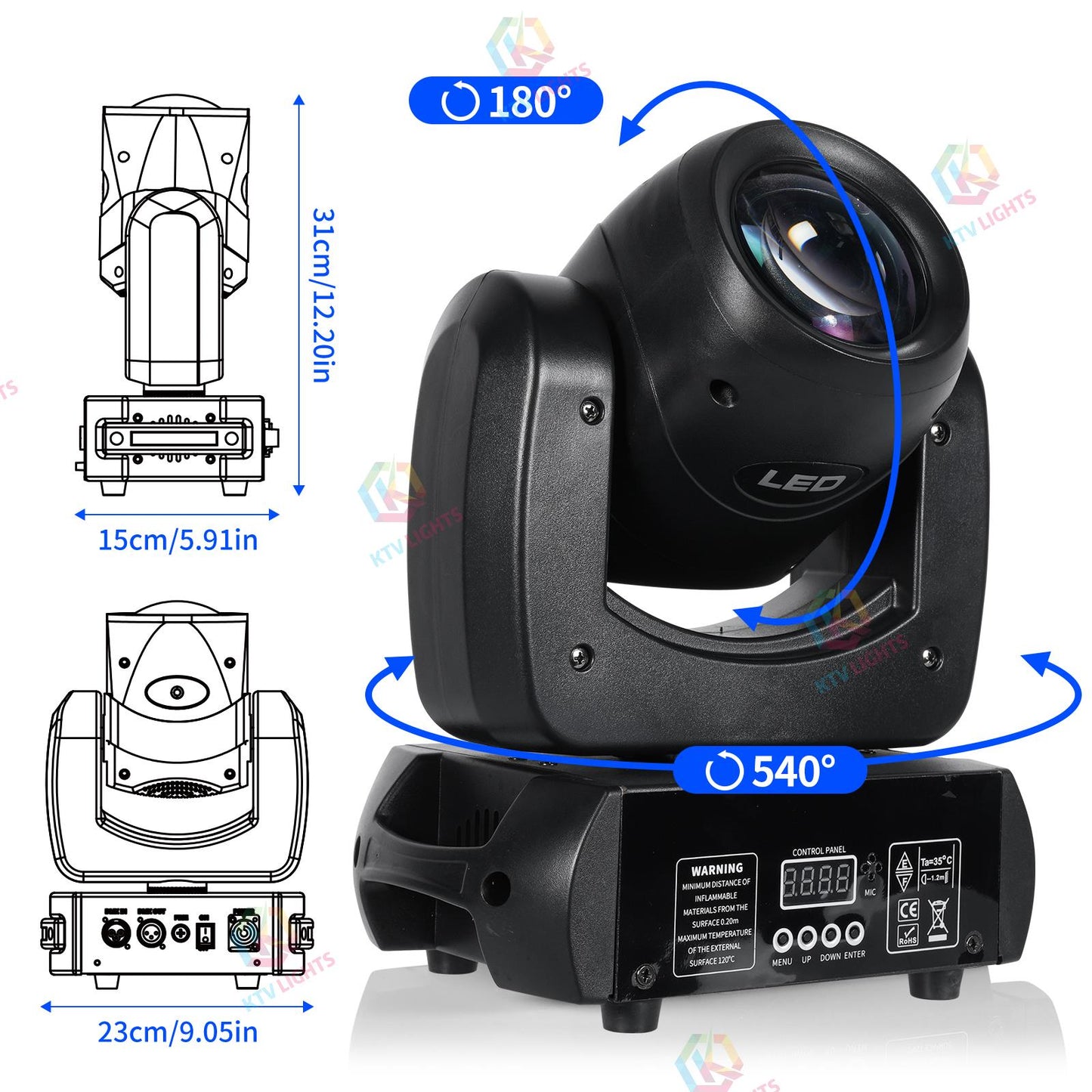 KTVLIGHTS 100W Beam Moving Head Light DJ Stage Lighting-E17