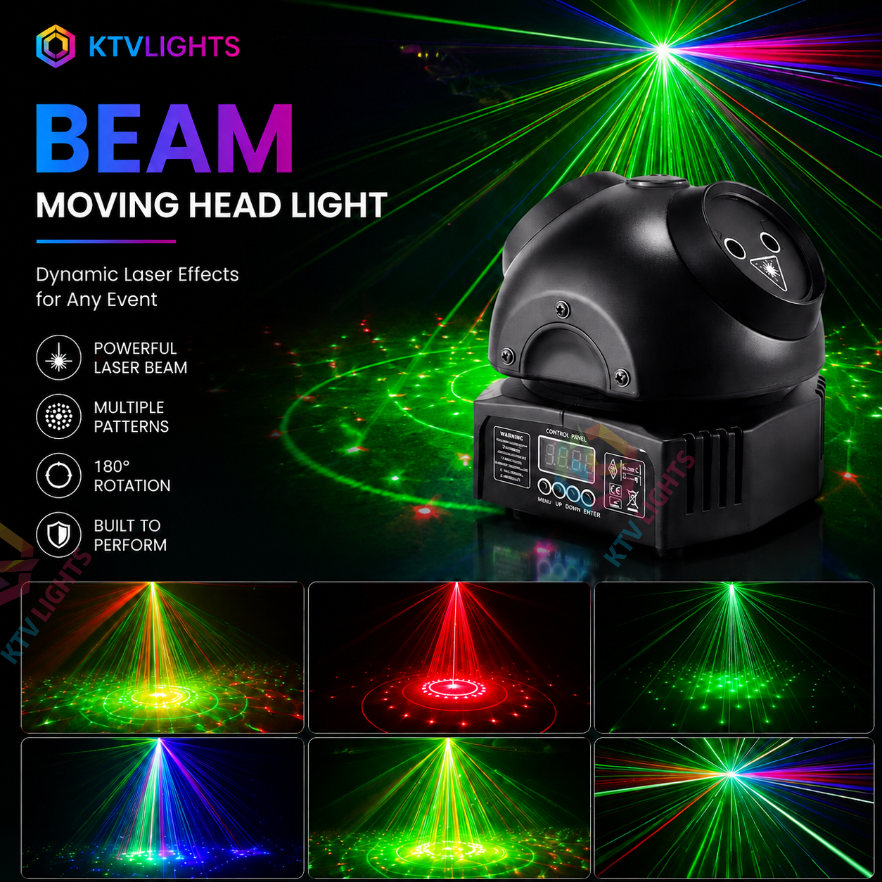 KTVLIGHTS Beam Moving Head Light DJ Stage Lighting with Laser Effects-E8
