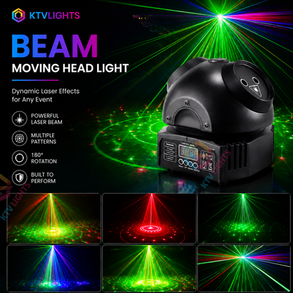 KTVLIGHTS Beam Moving Head Light DJ Stage Lighting with Laser Effects-E8