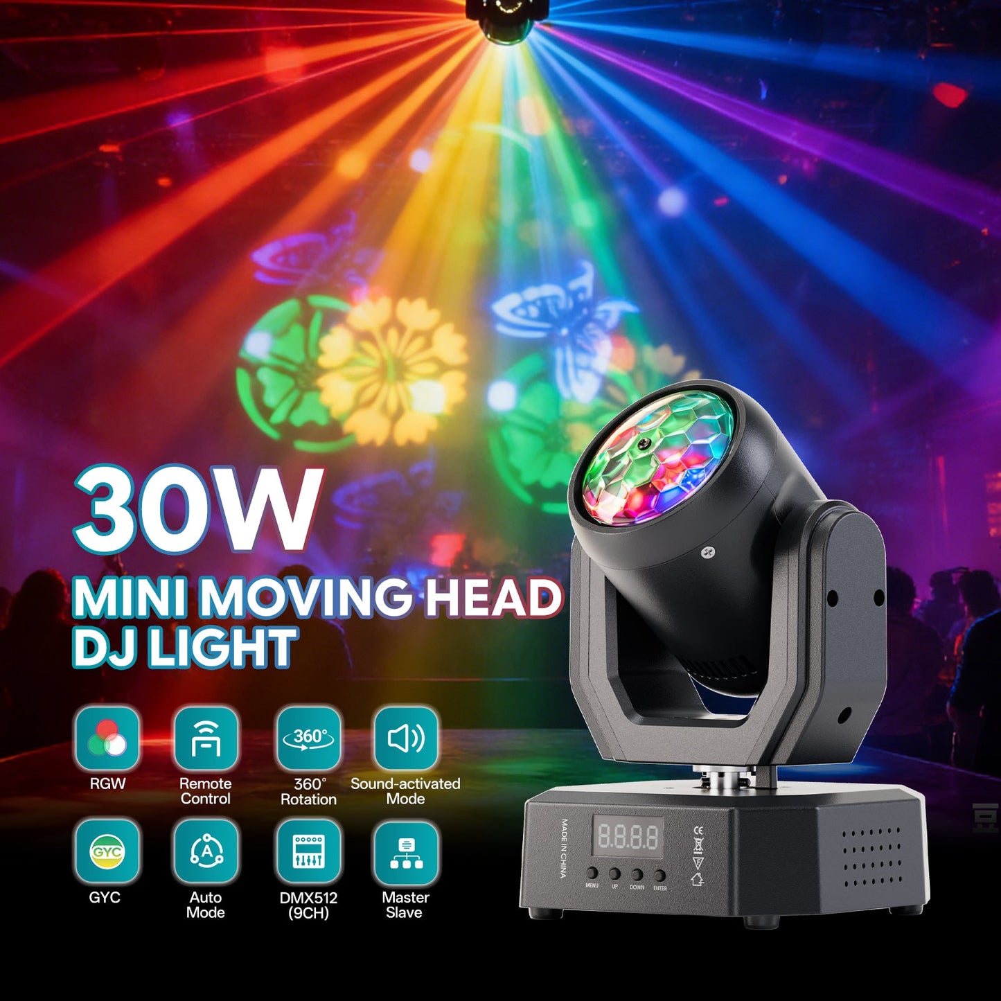 KTVLIGHTS RGBW Mini Magic Ball Moving Head Light DJ Stage Lighting-E77