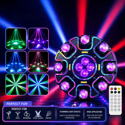 KTVLIGHTS 16-Arm Bee Eye Laser Moving Head DJ Party Light - E78