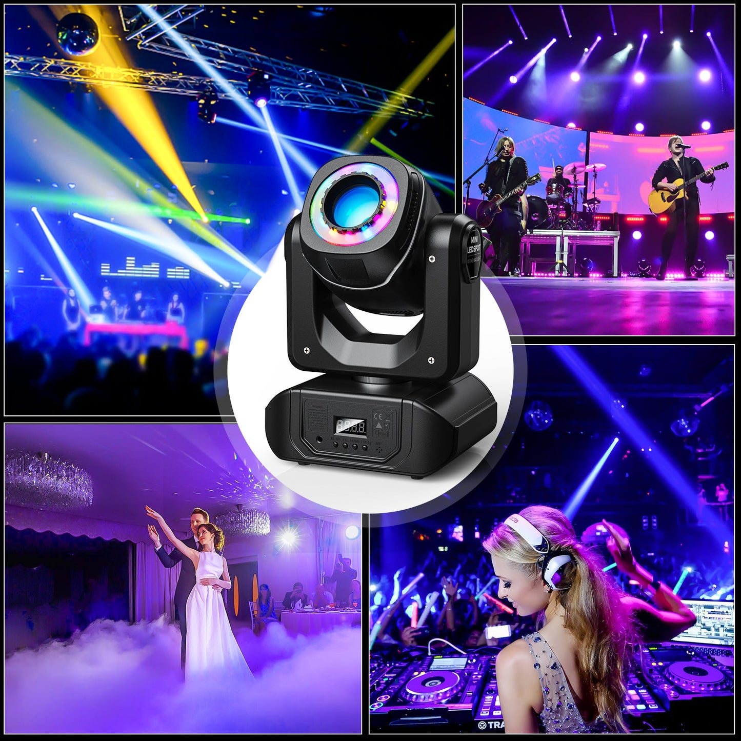 KTVLIGHTS RGB 8 Color Spot Moving Head DJ Stage Light- E30