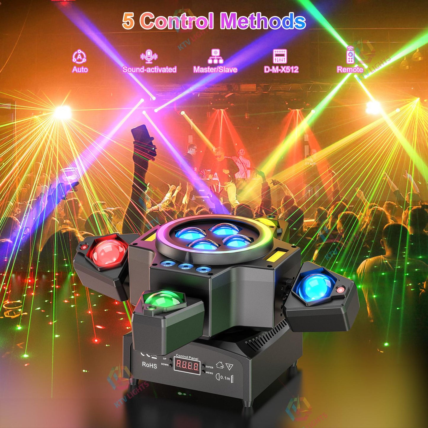 KTVLIGHTS 120W Remote Control Moving Head Light RGBW DJ Lighting-E28