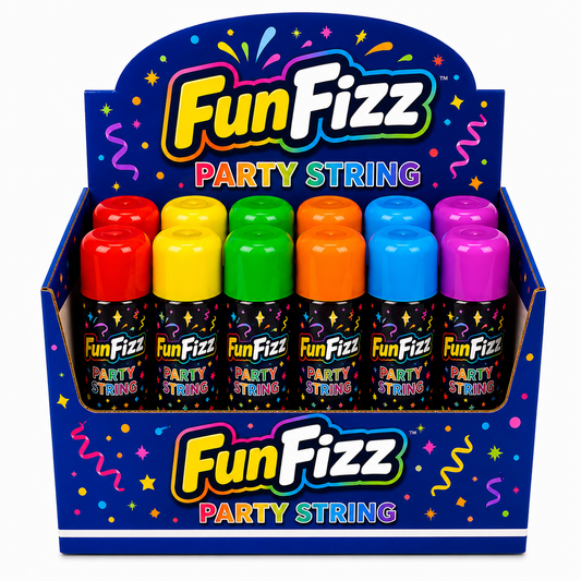 FunFizz Silly Party String Spray (12 Pack) – Non-Toxic Color String Aerosol for Birthday Parties, Weddings, Celebrations, School Events & Festive Occasions