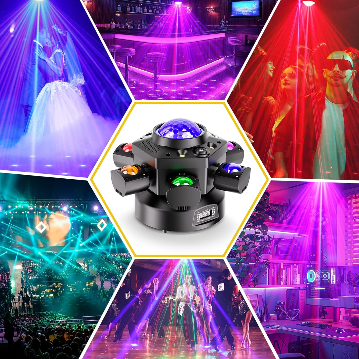 KTVLIGHTS 120W Six Arm Moving Head Light RGBW DJ Stage Lighting-E4