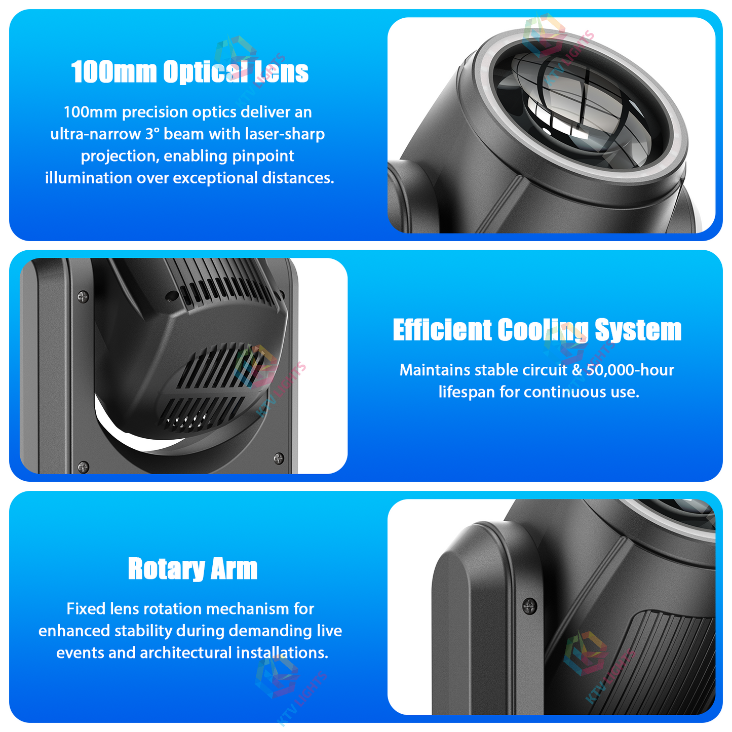 KTVLIGHTS 150W RGB Halo Moving Head Light for DJ Stage & Events-E59