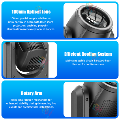 KTVLIGHTS 150W RGB Halo Moving Head Light for DJ Stage & Events-E59