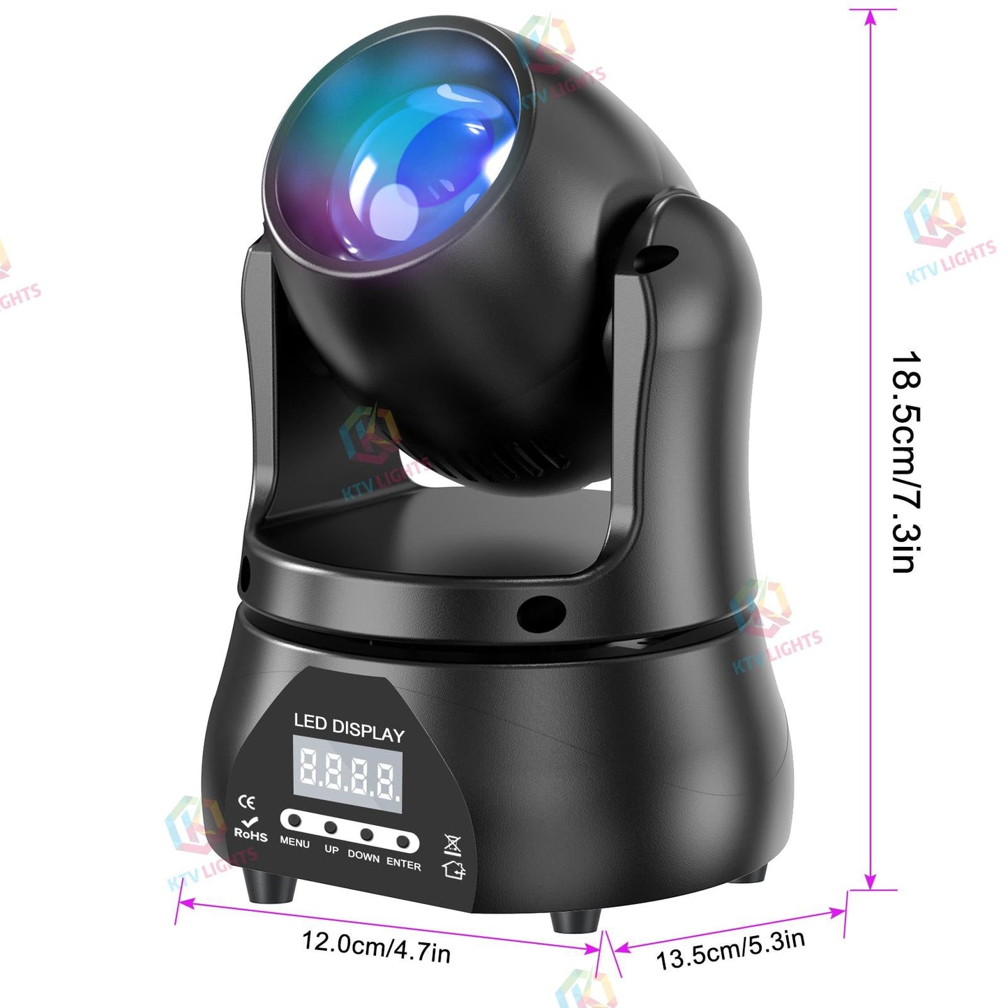 KTVLIGHTS Mini RGBW Moving Head Beam Light for DJs & Parties-E7