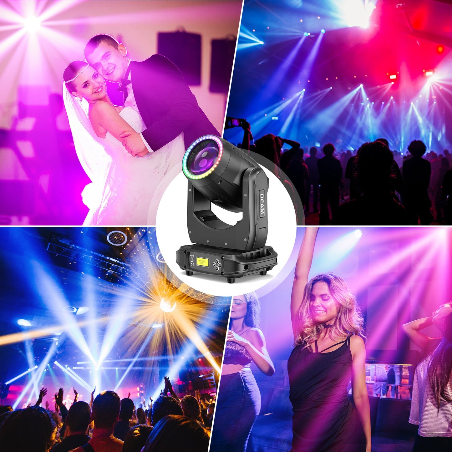 KTVLIGHTS 180W Rainbow Beam Pattern Moving Head DJ Stage Light-E43