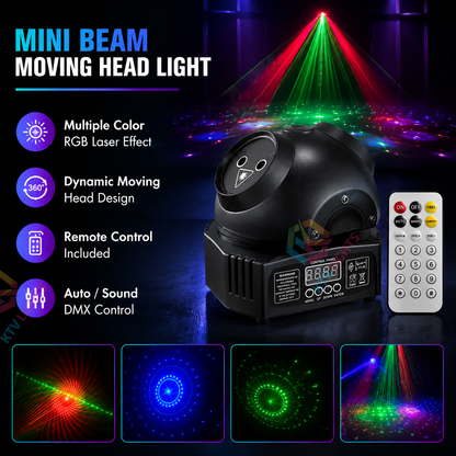 KTVLIGHTS Beam Moving Head Light DJ Stage Lighting with Laser Effects-E8