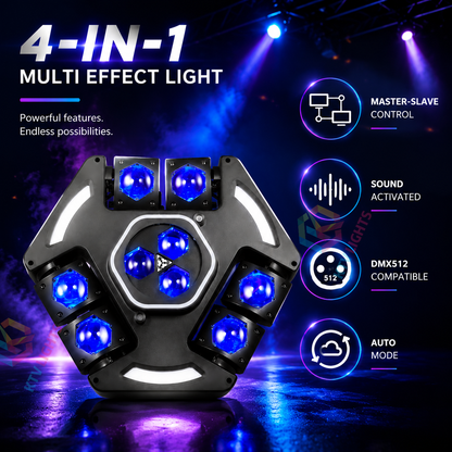 KTVLIGHTS 4-in-1 War God Moving Head Light RGBW DJ Stage Lighting-E56