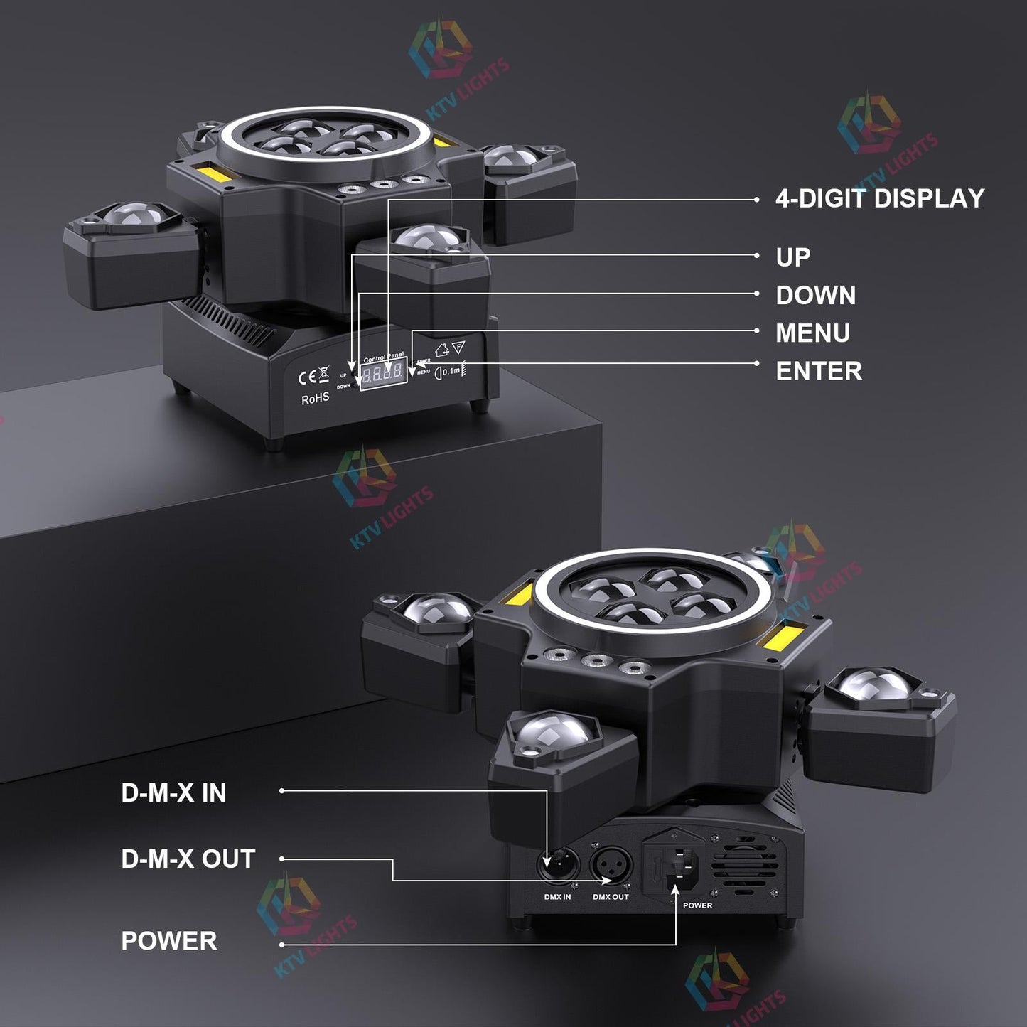 KTVLIGHTS 120W Remote Control Moving Head Light RGBW DJ Lighting-E28