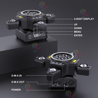 KTVLIGHTS 120W Remote Control Moving Head Light RGBW DJ Lighting-E28