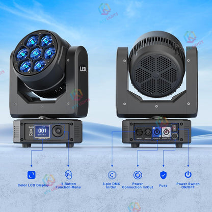 KTVLIGHTS 6 280W RGBW 4-in-1 Moving Head Light for DJ Stage -E45