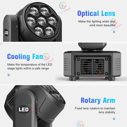 KTVLIGHTS 6 280W RGBW 4-in-1 Moving Head Light for DJ Stage -E45