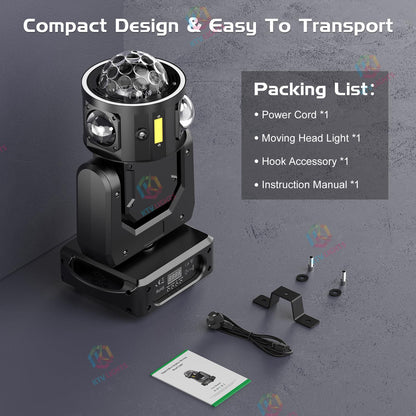 KTVLIGHTS 120W RGBW Beam Moving Head Light DJ Stage Lighting-E10