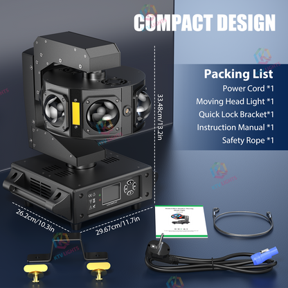 KTVLIGHTS 160W RGBW Laser 4-in-1 Moving Head Light - E15