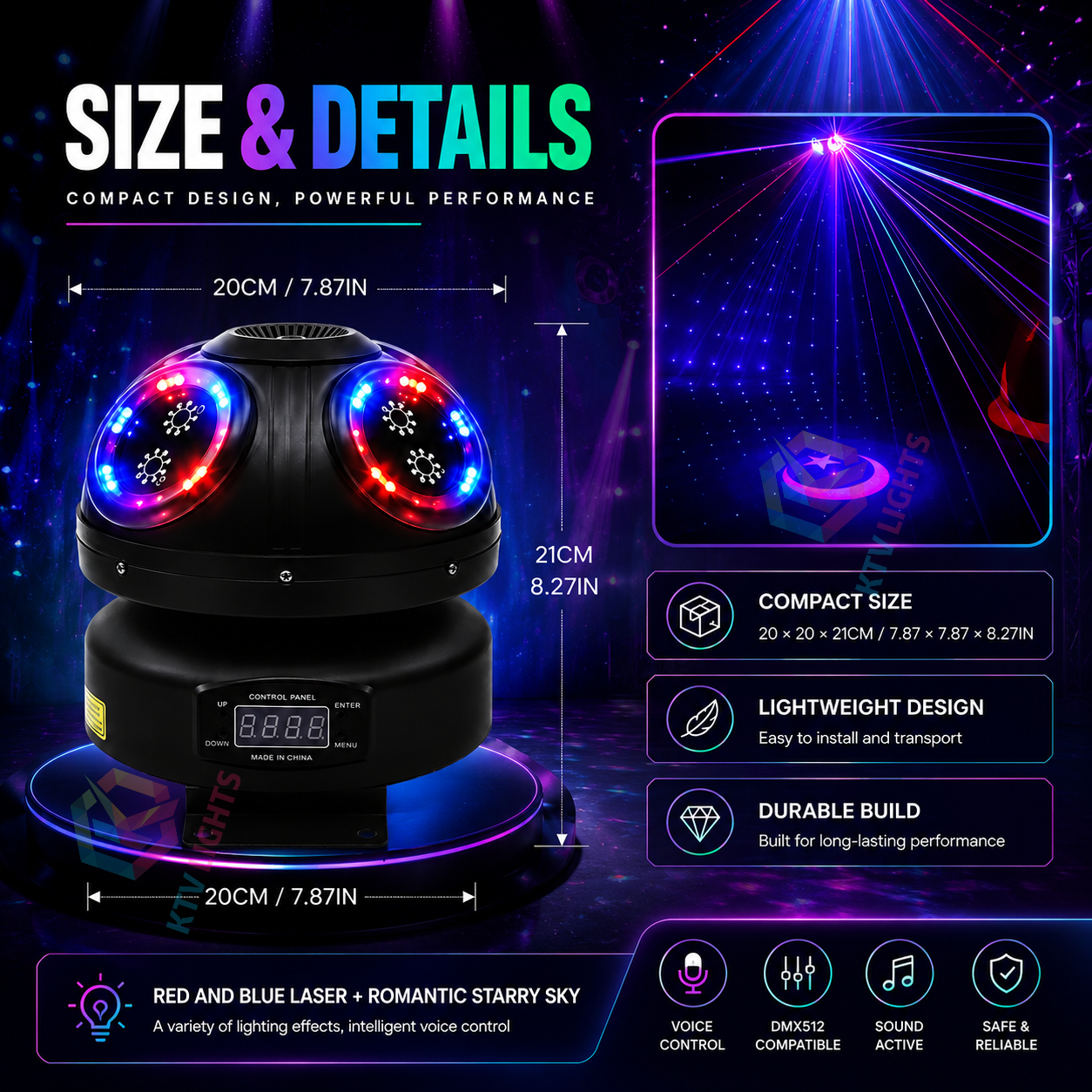 KTVLIGHTS Mushroom Laser Moving Head Light for DJs & Party Events-E13
