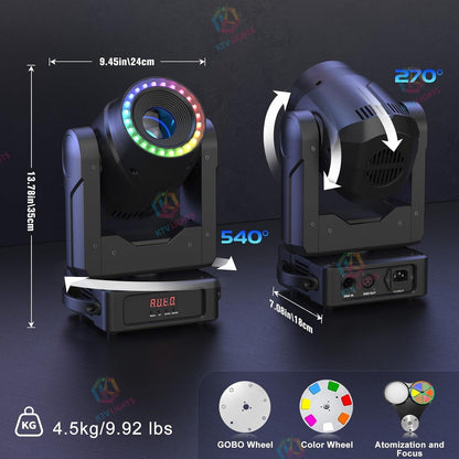 KTVLIGHTS 150W Ring Moving Head DJ Stage Light Party Effect-E52
