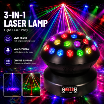 KTVLIGHTS 3-in-1 Full Color Laser Light RGB DJ Stage Lighting-B42