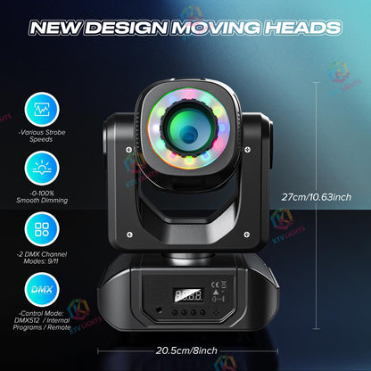 KTVLIGHTS RGB 8 Color Spot Moving Head DJ Stage Light- E30