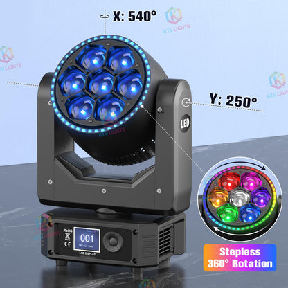 KTVLIGHTS 300W RGBW Bee Eye Moving Head Light for DJ Events-E29