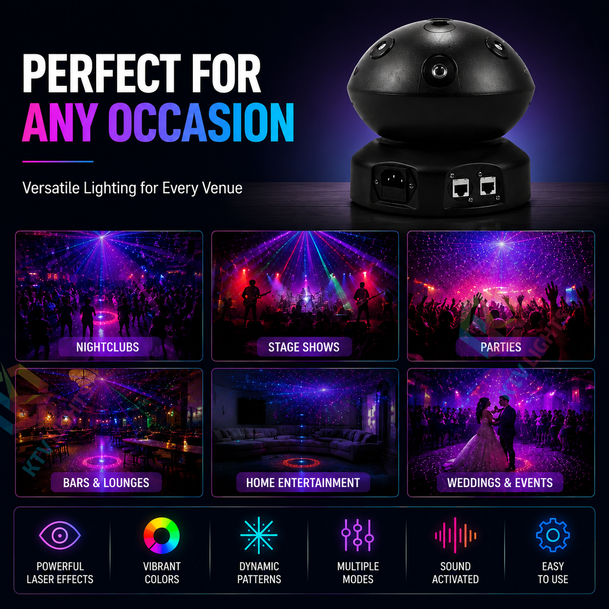 KTVLIGHTS RGB Scanning Laser Moving Head DJ Stage Light-B16