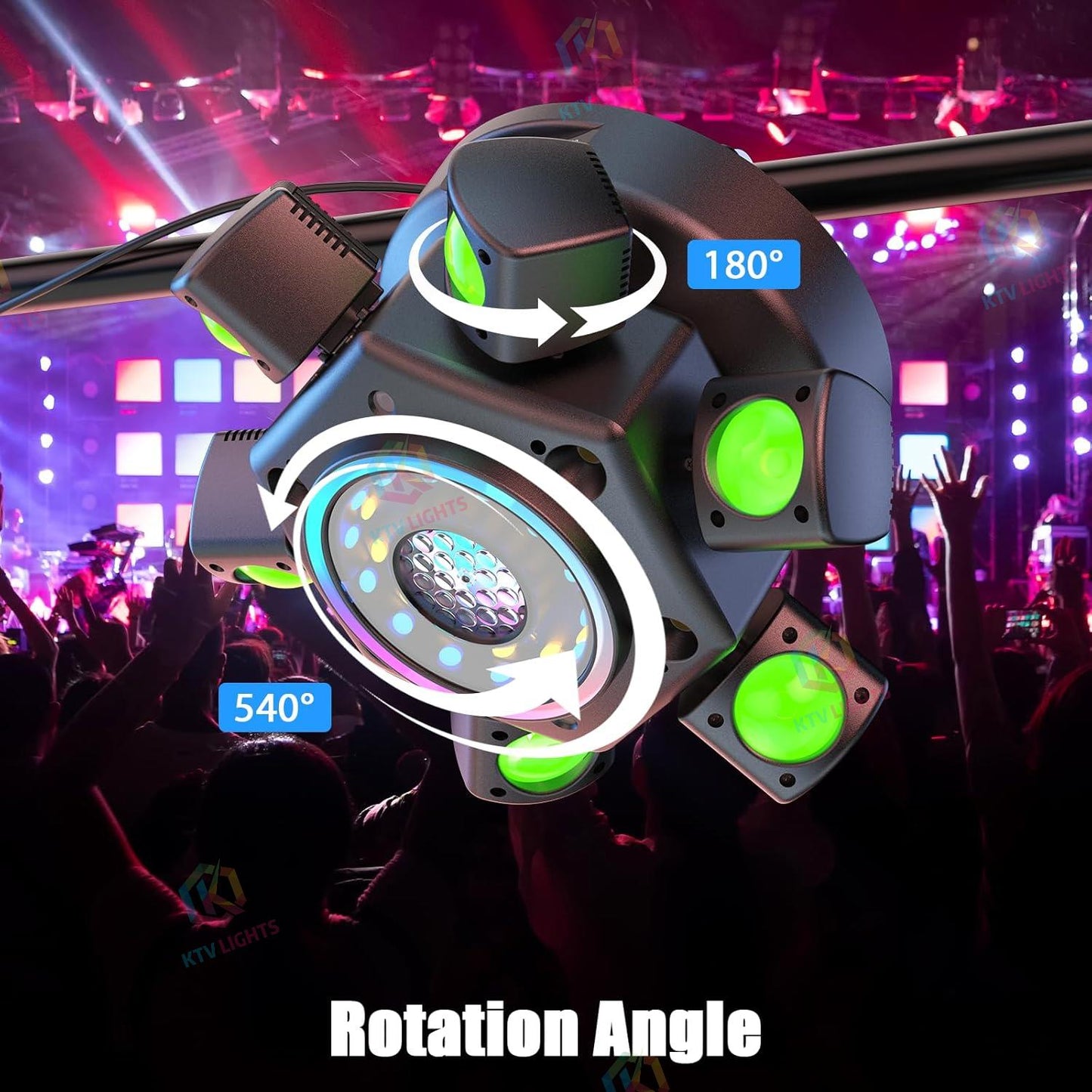 KTVLIGHTS 120W Six Arm Moving Head Light RGBW DJ Stage Lighting-E9