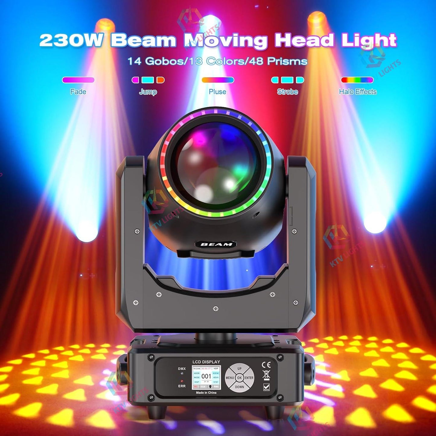 KTVLIGHTS 230W 7R Beam Moving Head Light DJ Stage Lighting-E57